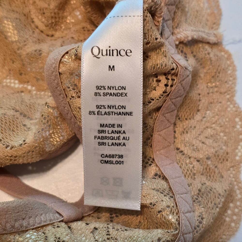 Quince Lace Bralette Womens Medium Pink Brown 2 Pack Scalloped Semi Sheer NWOT - Picture 5 of 9